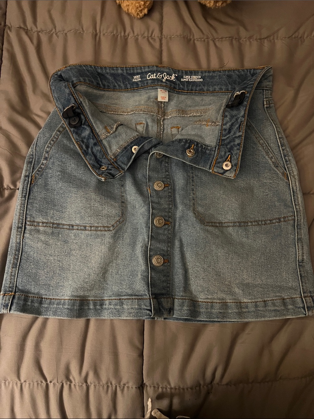 Cat & Jack Light Blue Denim Button-Front Mini Skirt